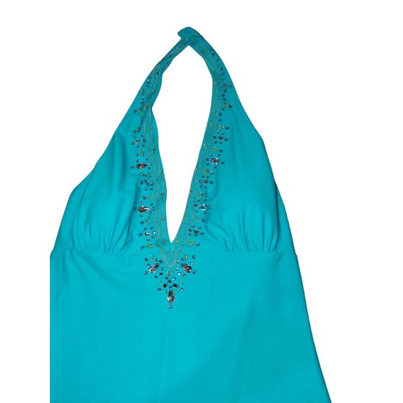 Muse Boston Proper Turquoise Halter Dress Size 12 Prom Wedding NWT-707LP - Picture 6 of 15